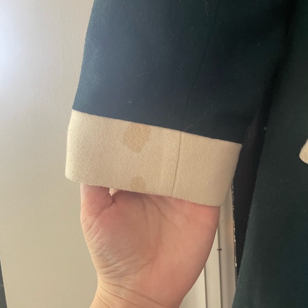 Modcloth Green and Cream Double-Breasted Coat - Picture 2 of 8